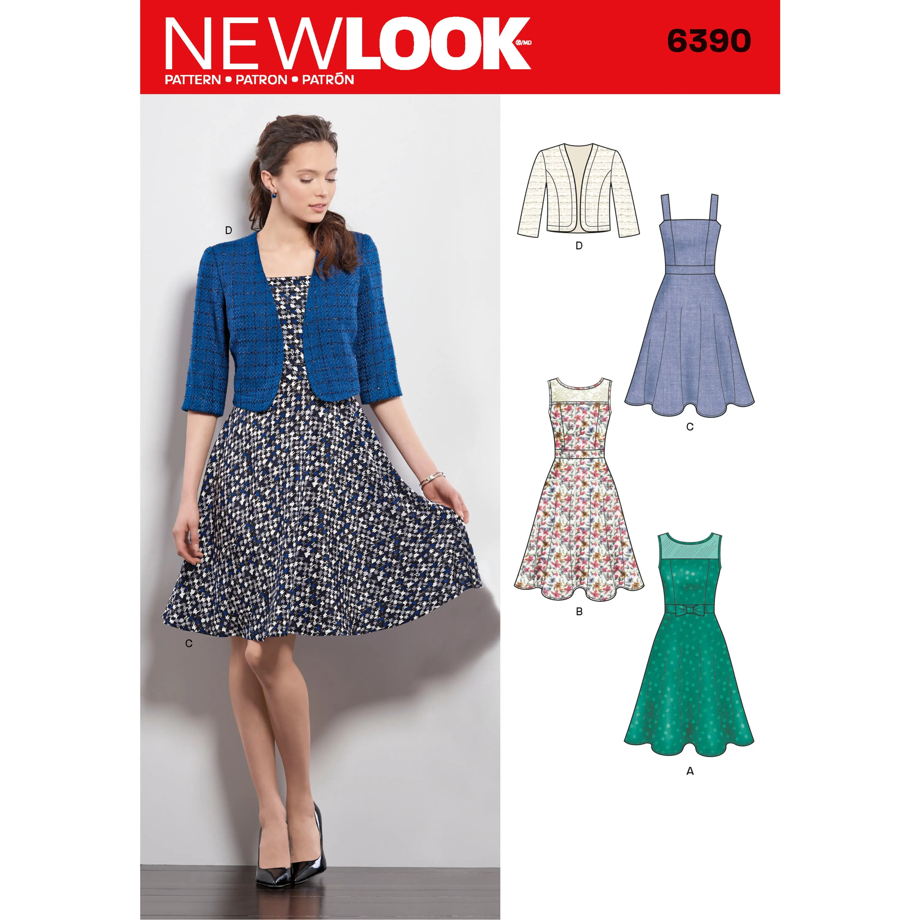 Newlook Pattern 6390 Misses' Dresses with Full Skirt and Bolero