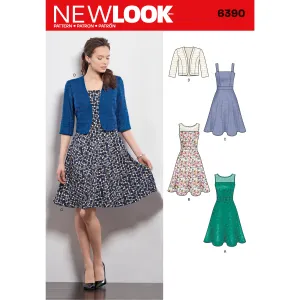 Newlook Pattern 6390 Misses' Dresses with Full Skirt and Bolero