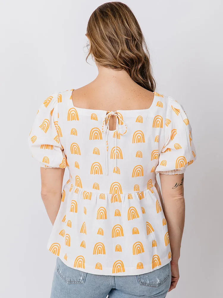 Nico Babydoll Top - Sunny Stripes