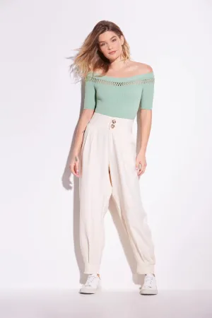 Off the shoulder lattice top