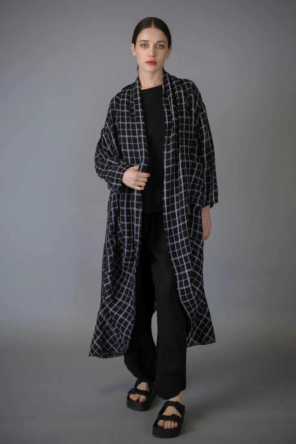 Paolo Tricot, SG71938 Long Checkered Linen Duster