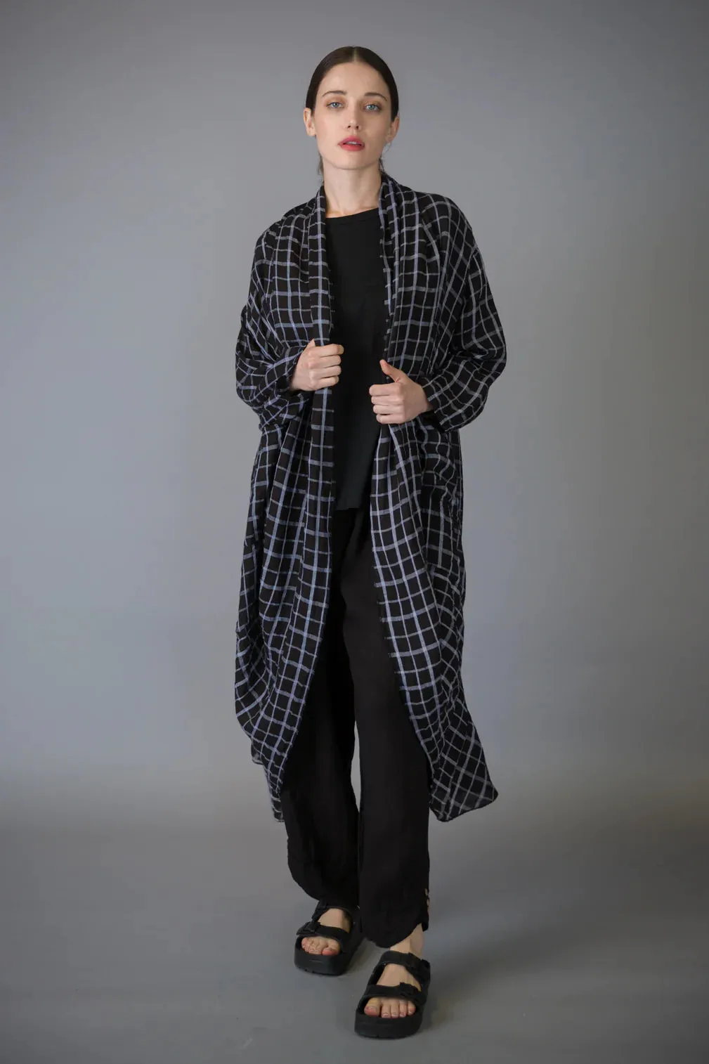 Paolo Tricot, SG71938 Long Checkered Linen Duster