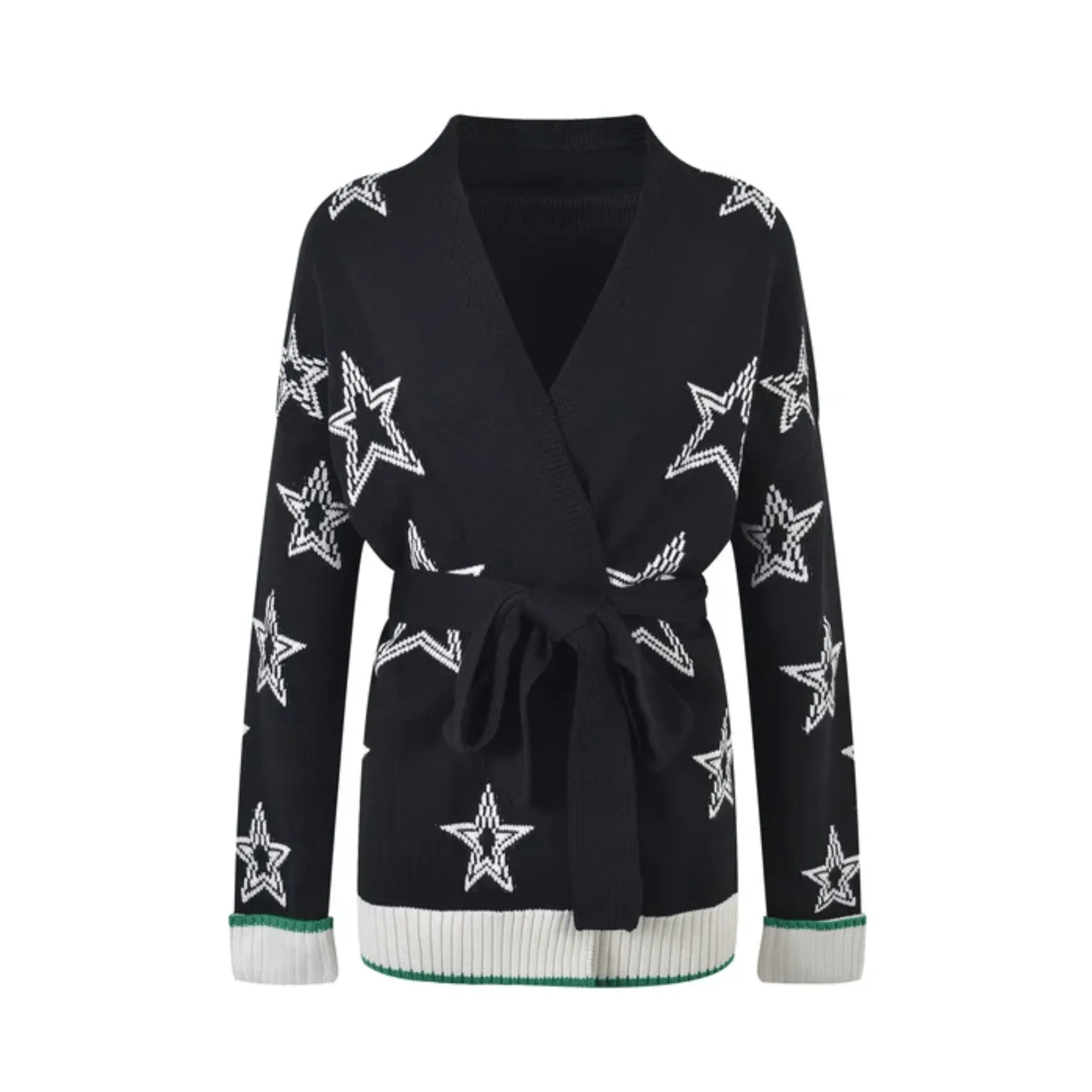 Pre Order:  Star-Studded Belted Knit Jacket