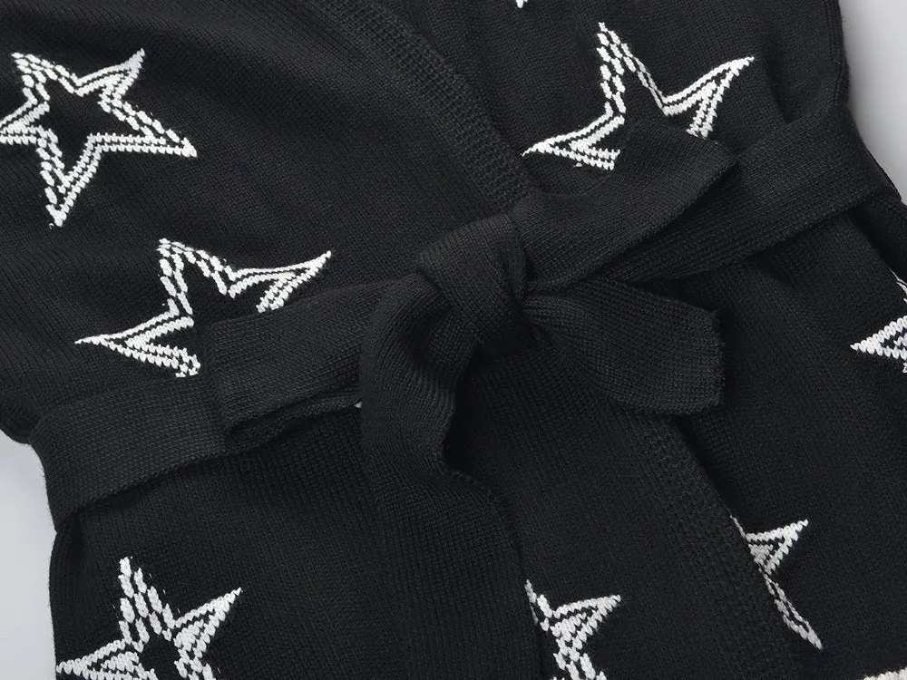 Pre Order:  Star-Studded Belted Knit Jacket