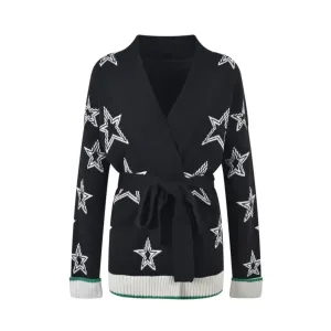 Pre Order:  Star-Studded Belted Knit Jacket