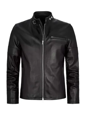 Regular Fit Black Biker Leather Jacket