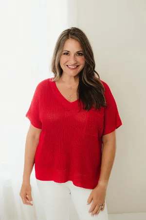 Ribbed Short Sleeve Pocket Top
