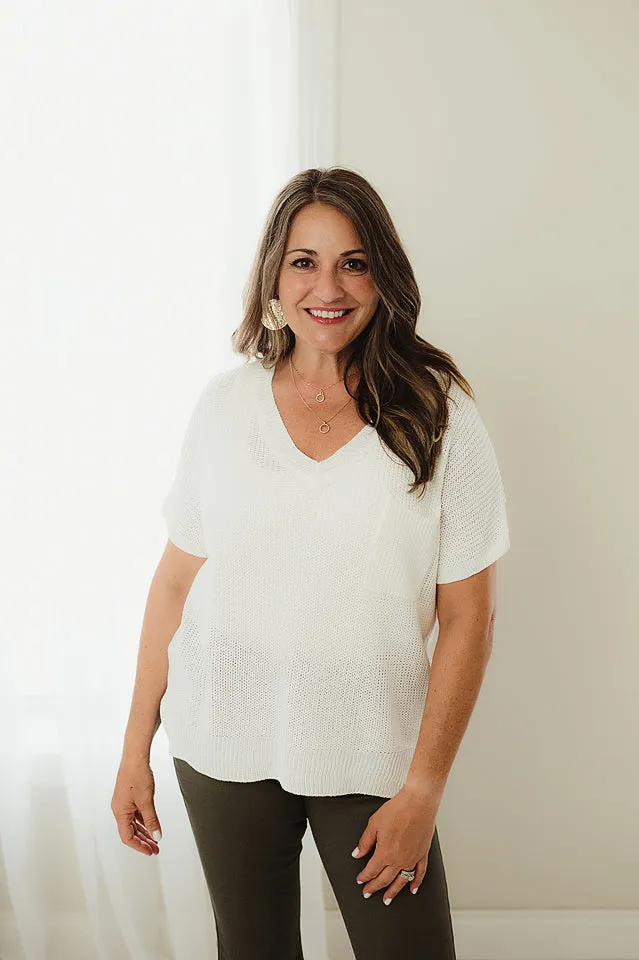 Ribbed Short Sleeve Pocket Top