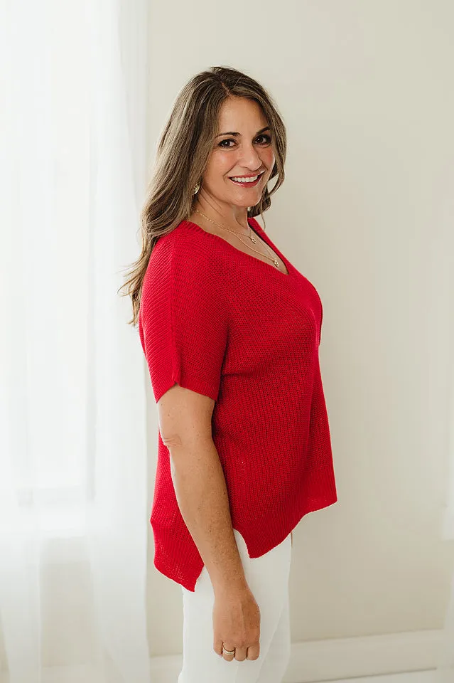 Ribbed Short Sleeve Pocket Top