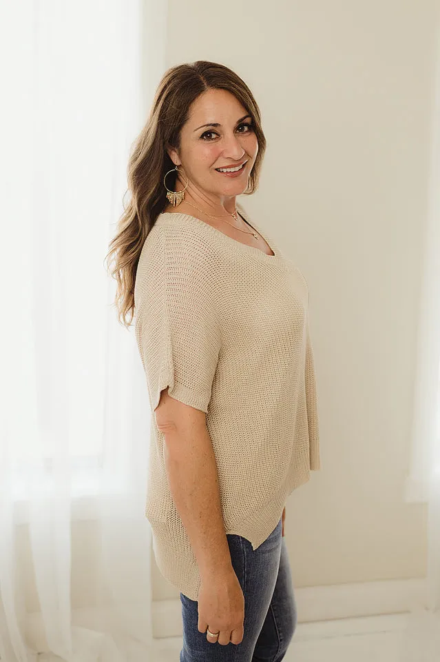 Ribbed Short Sleeve Pocket Top