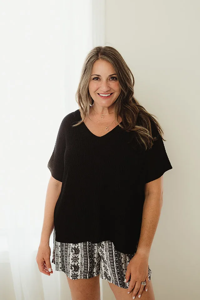 Ribbed Short Sleeve Pocket Top