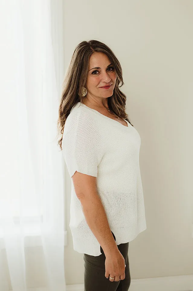 Ribbed Short Sleeve Pocket Top