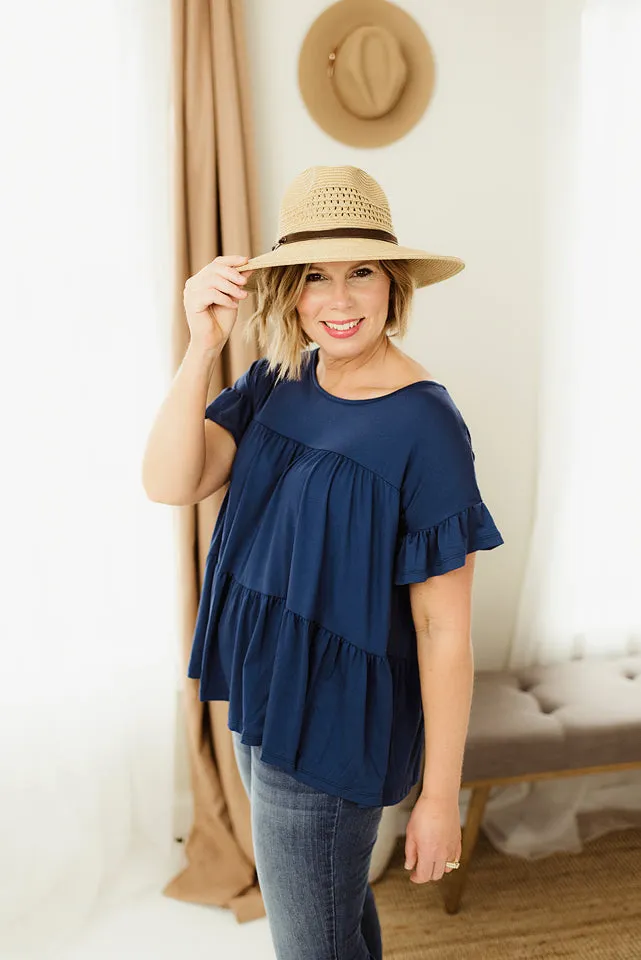 Round Neck Shirring Top