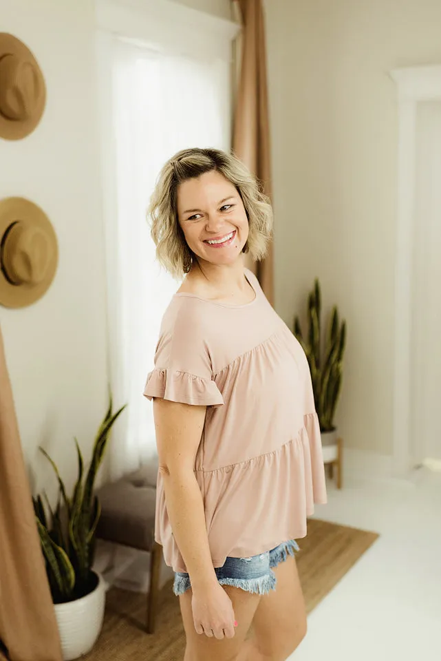 Round Neck Shirring Top