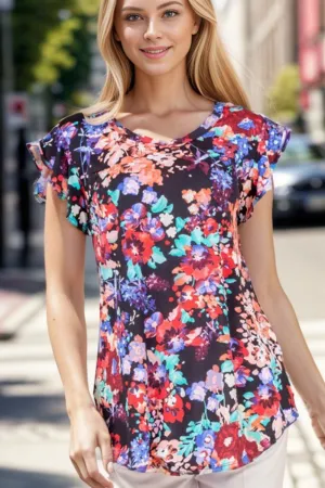 Ruffle Sleeve Floral Top
