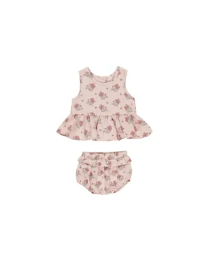 Sleeveless Peplum Set || Vintage Floral