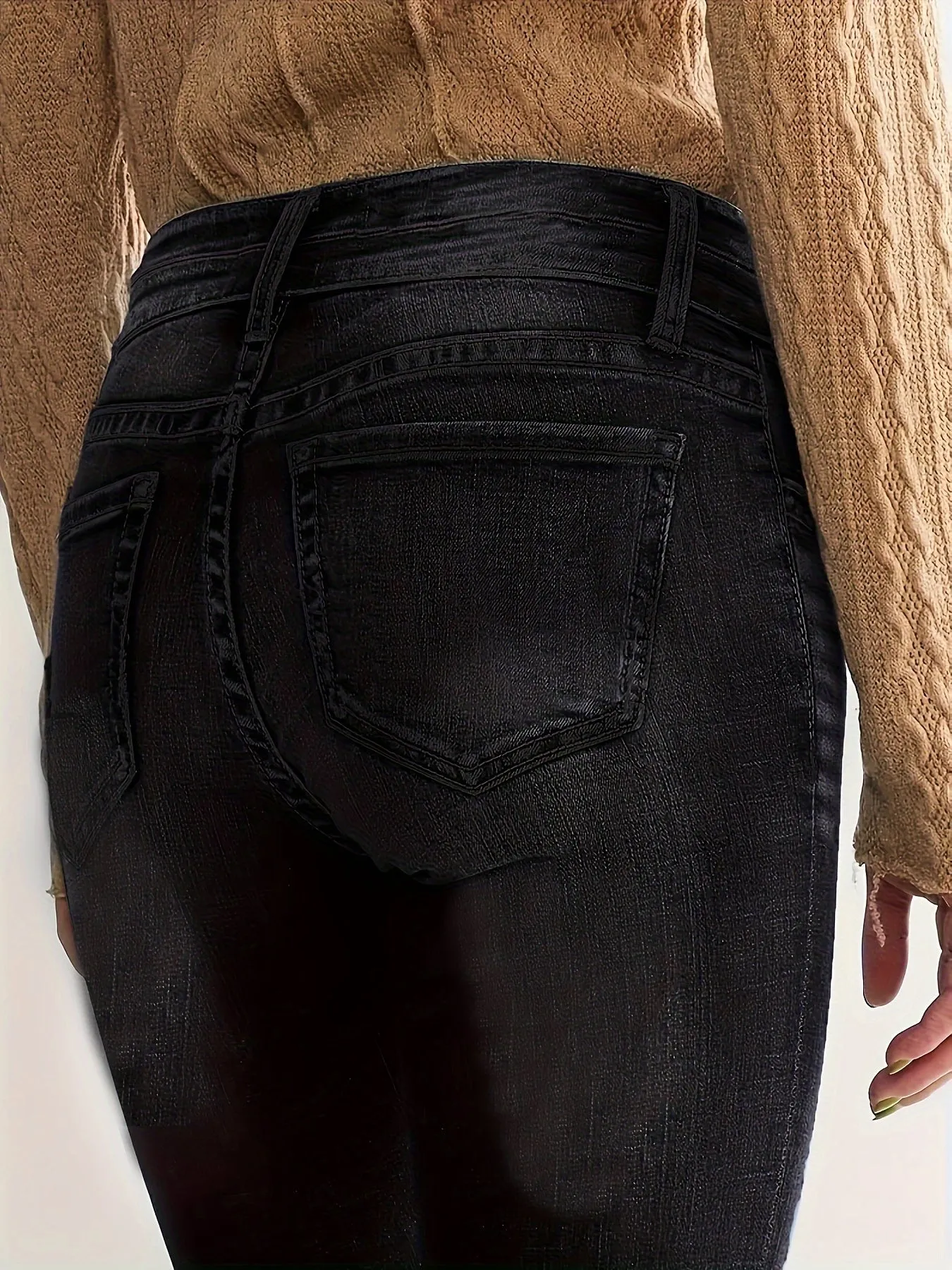 SOVINA | Casual Flared Denim Pants with Double Button Closure