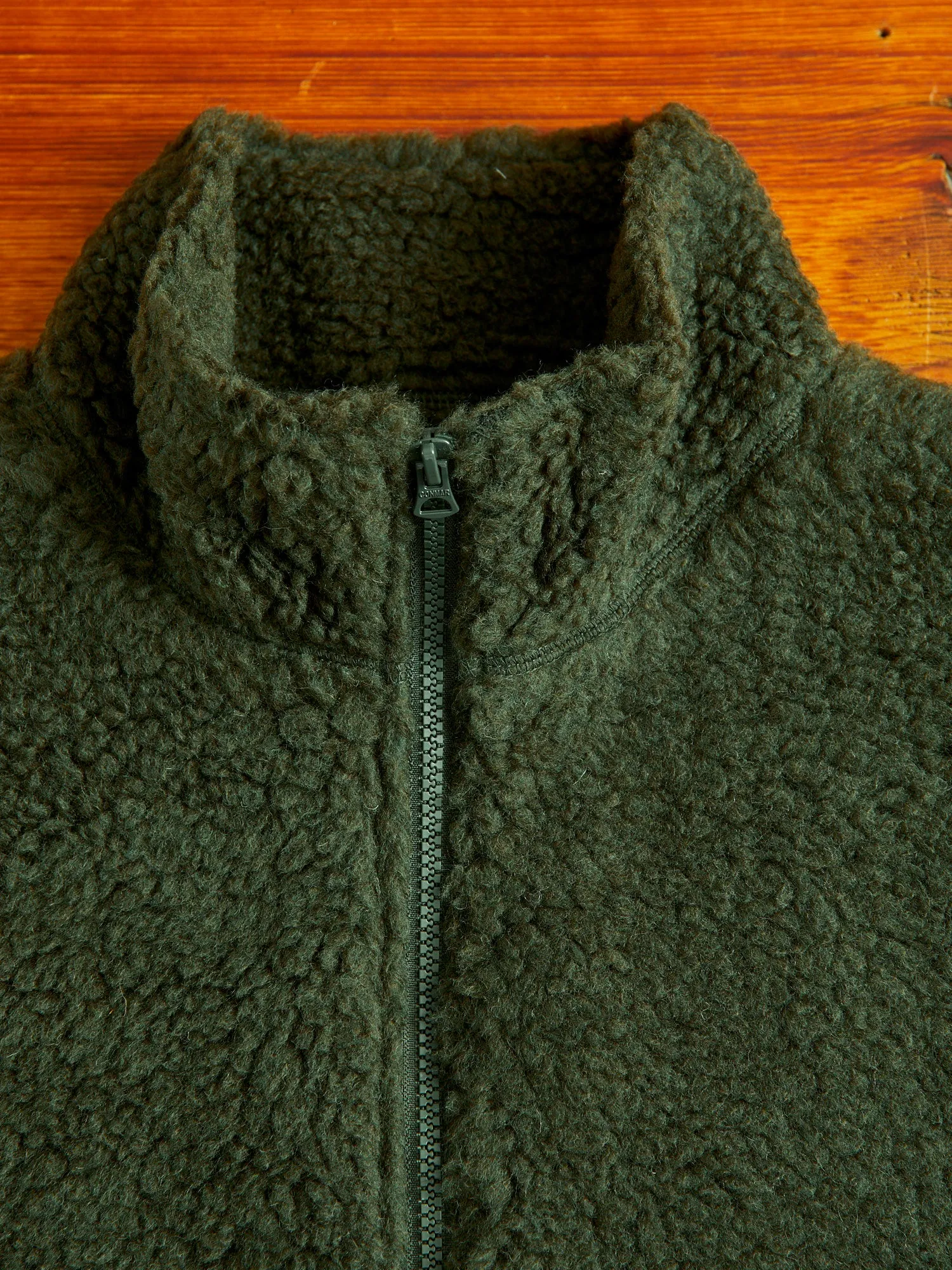 Stand Collar Boa Fleece Vest in Forest