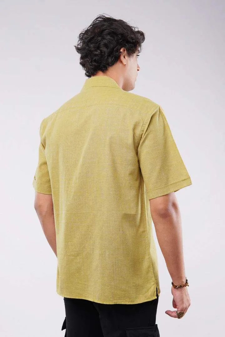 Texture Cuban Shirt - Mustard Yellow