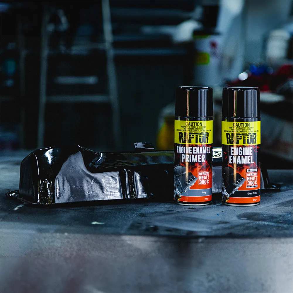 U-POL Raptor High Temp Engine Enamel Spray Paint Aerosol 295g Gloss Clear