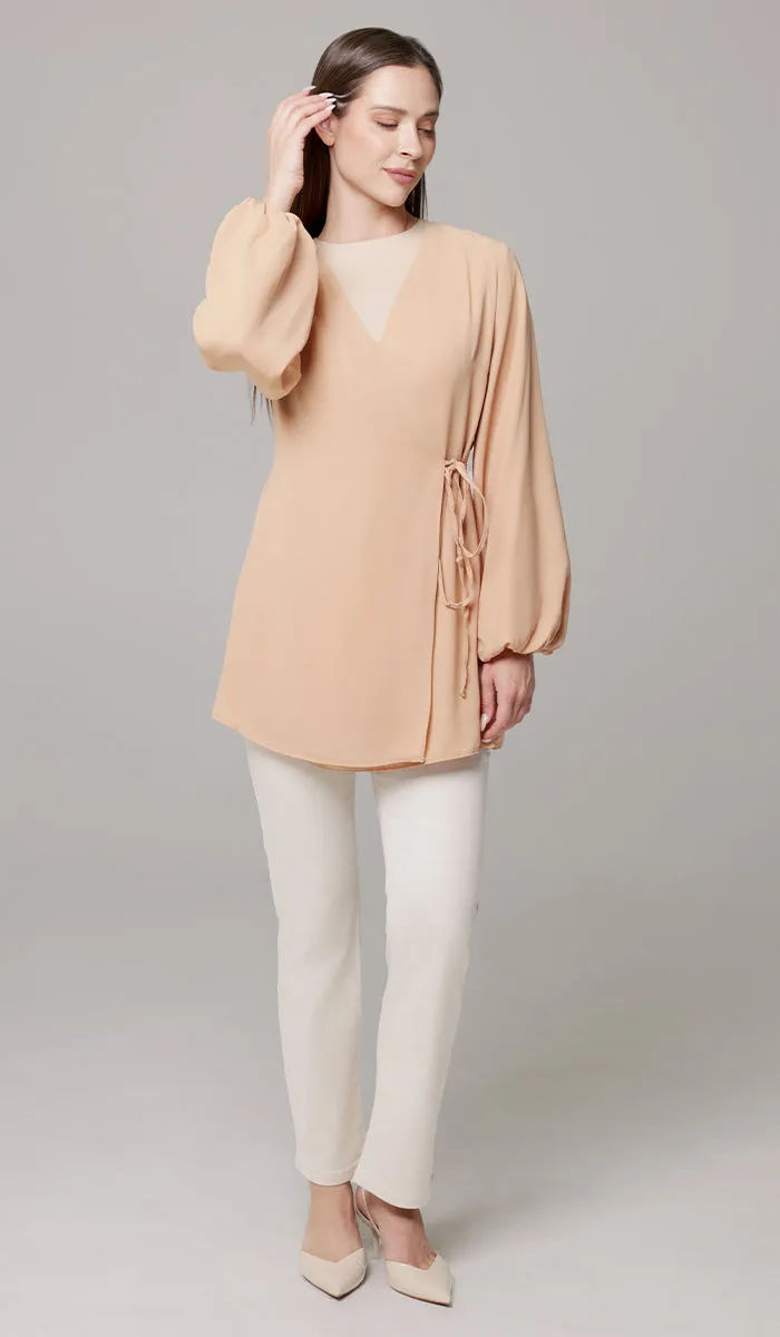Ula Light Long Comfy Wrap Jacket - Caramel - Final Sale