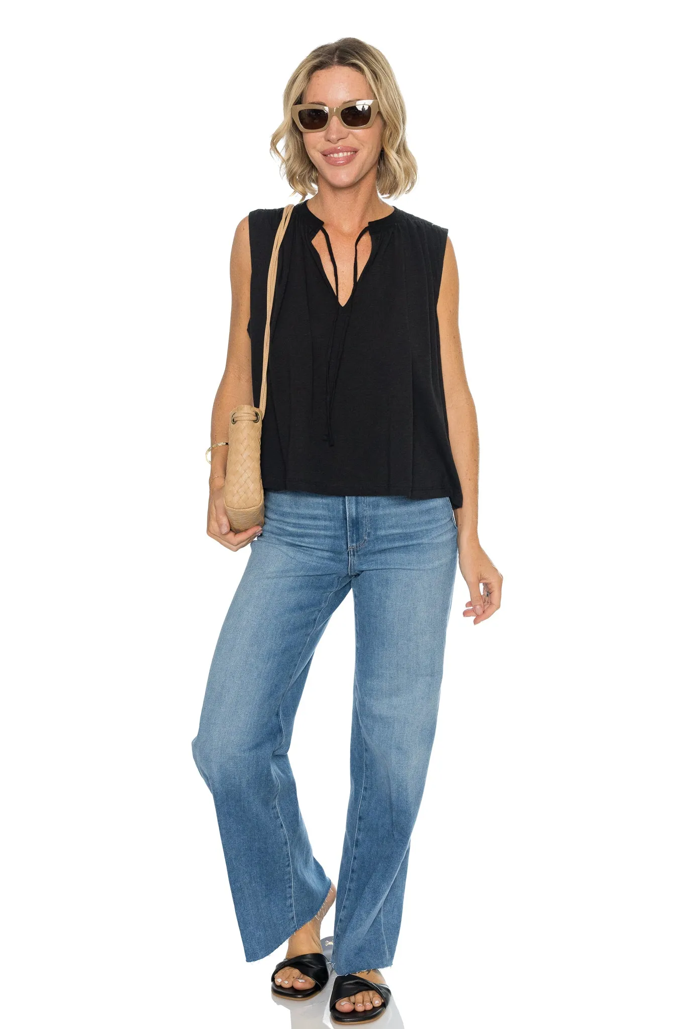 Via Tie Front Flowy Tank