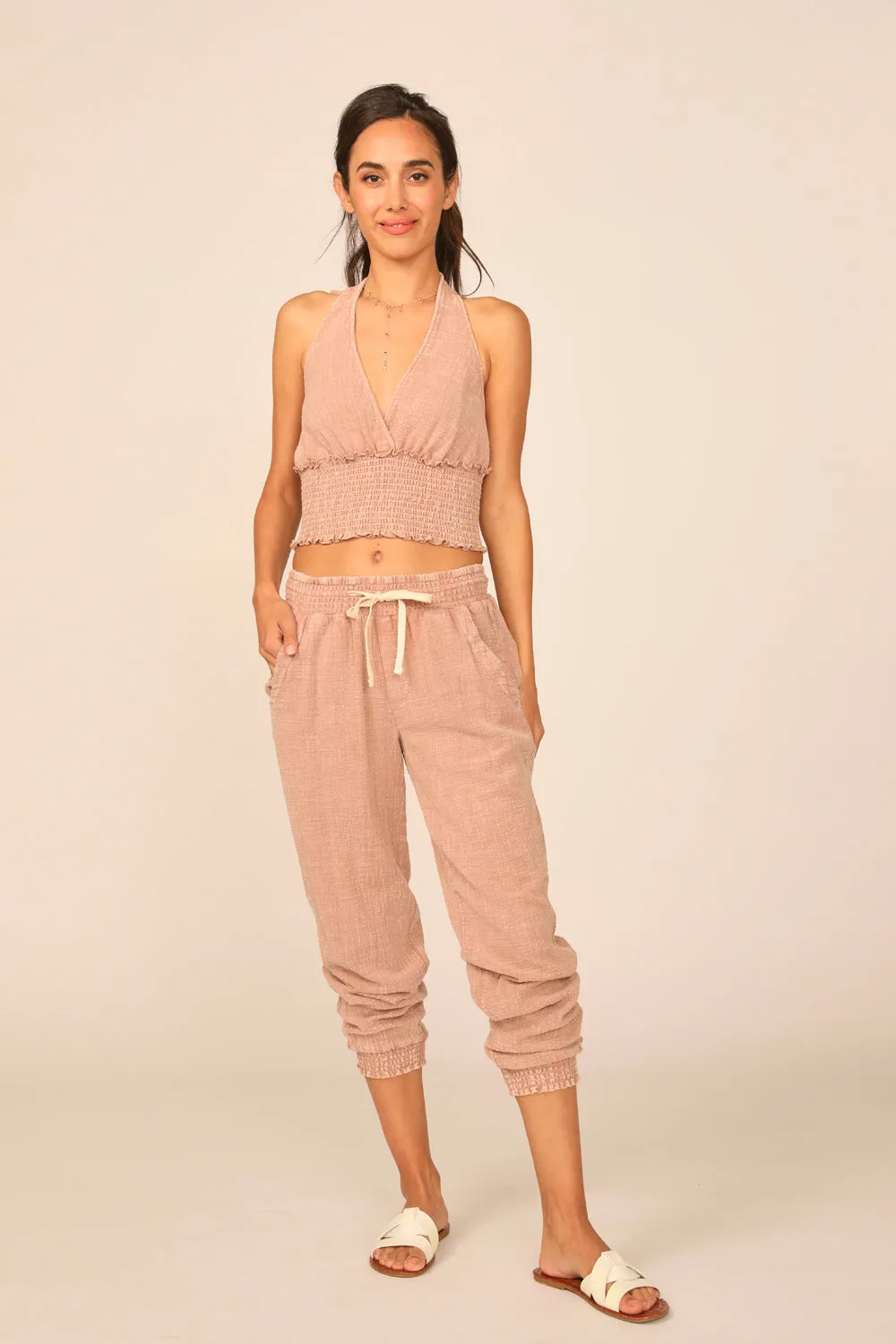 Villa Mauve Washed Texture Fabric Halter Top