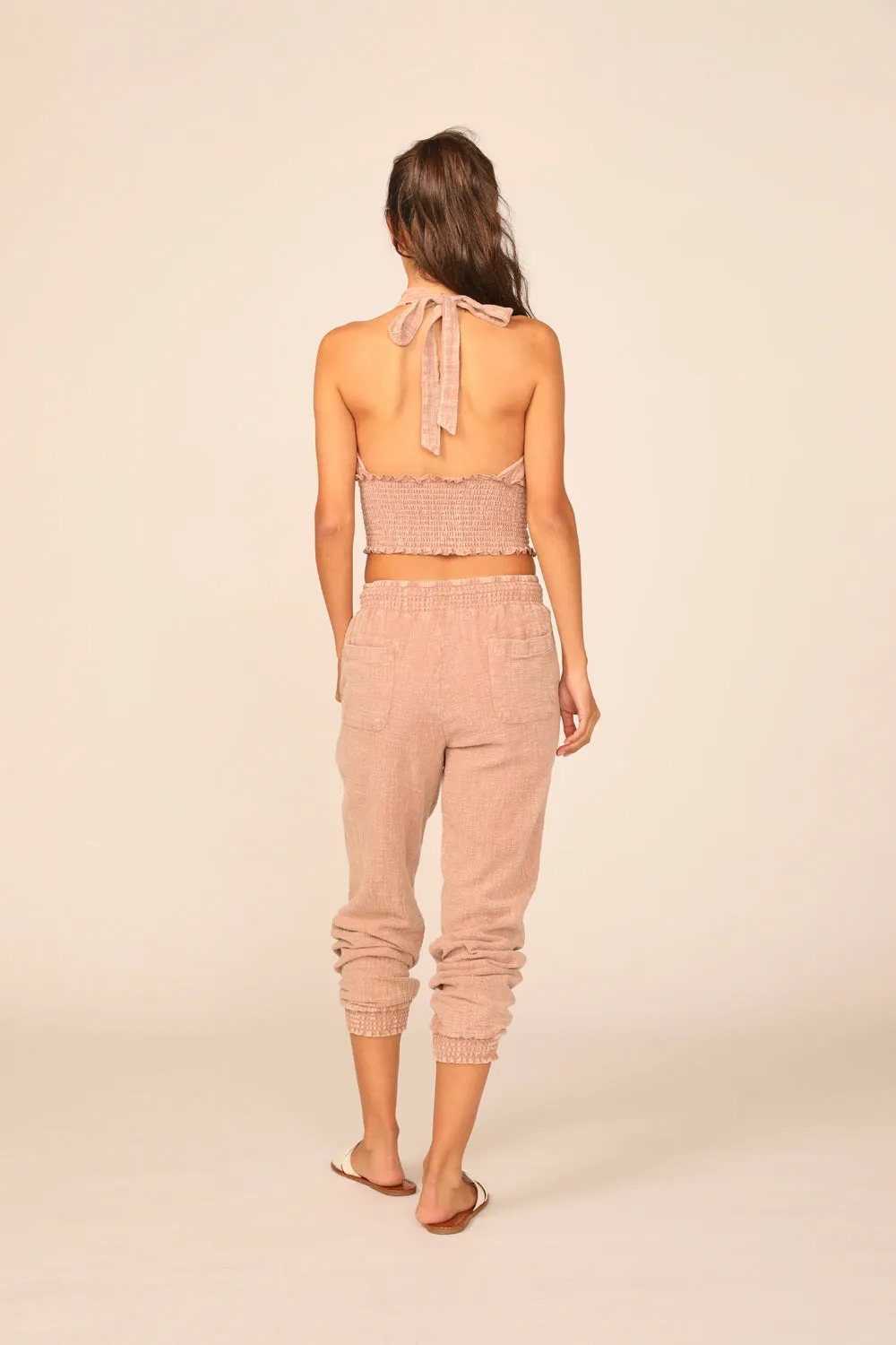 Villa Mauve Washed Texture Fabric Halter Top