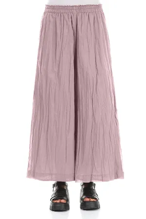 Wide Mauve Taupe Crumpled Cotton Trousers