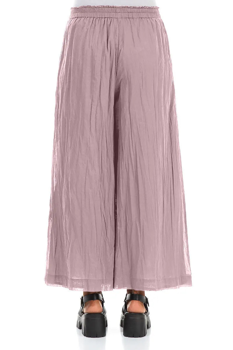 Wide Mauve Taupe Crumpled Cotton Trousers