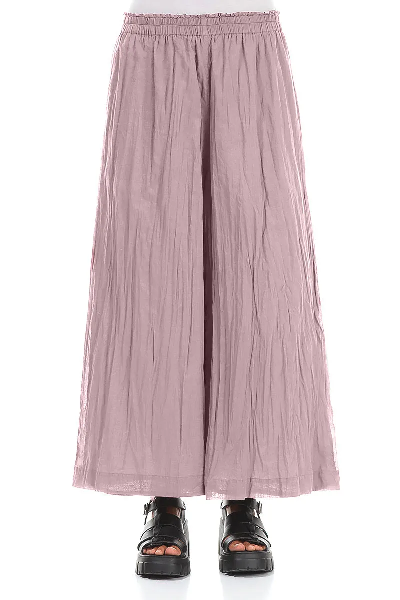 Wide Mauve Taupe Crumpled Cotton Trousers