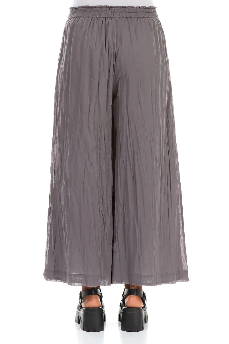 Wide Truffle Crumpled Cotton Trousers