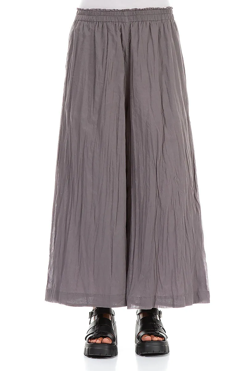 Wide Truffle Crumpled Cotton Trousers