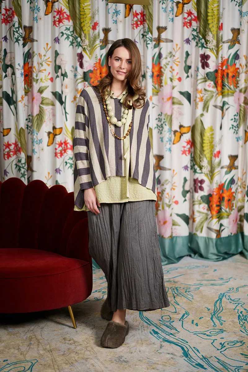 Wide Truffle Crumpled Cotton Trousers