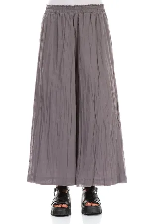 Wide Truffle Crumpled Cotton Trousers