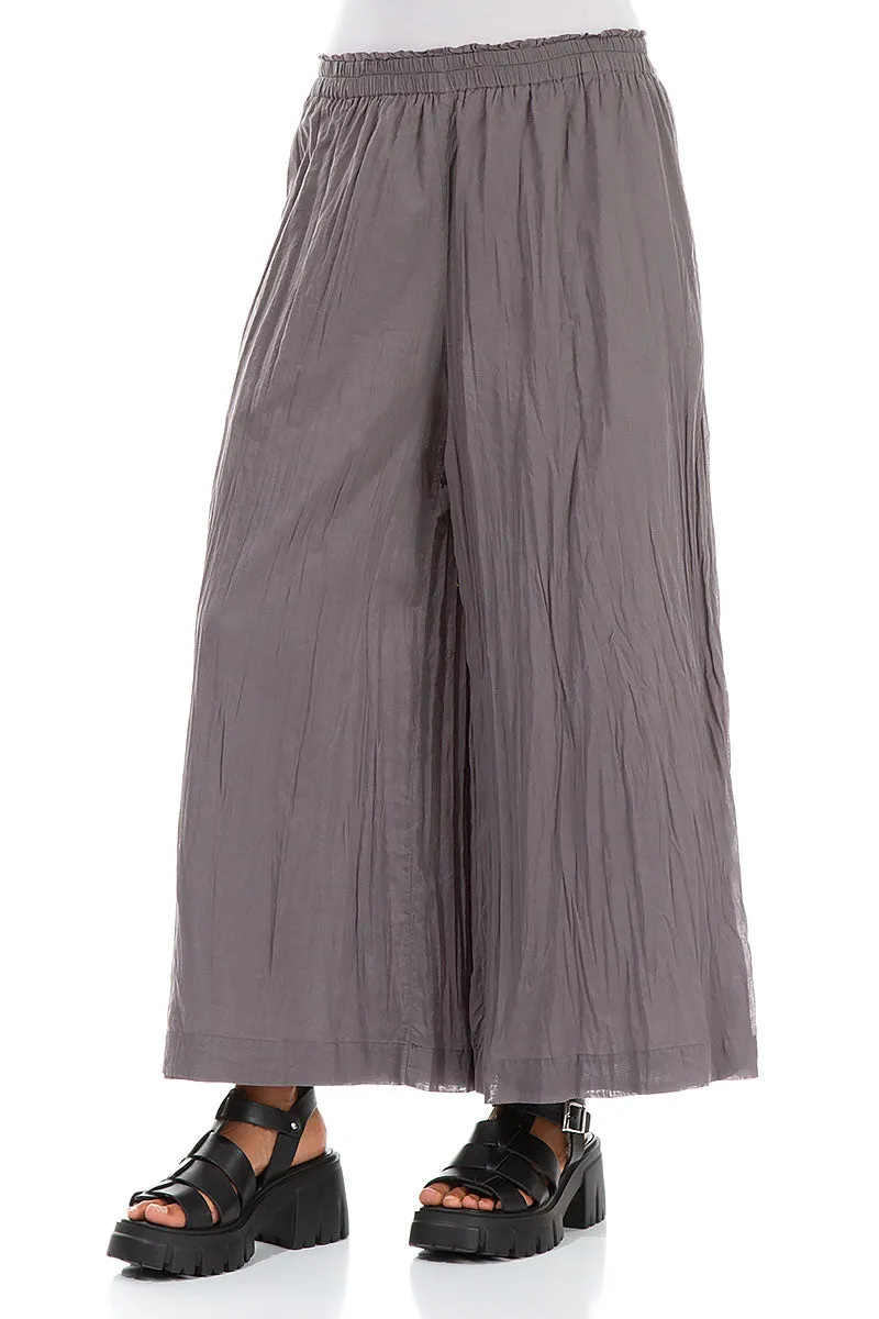 Wide Truffle Crumpled Cotton Trousers
