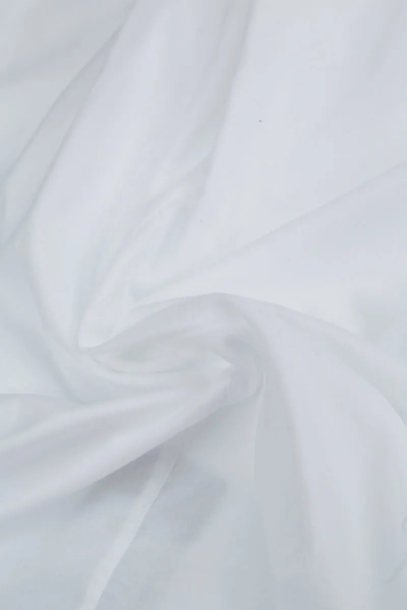 Wide White Crumpled Cotton Trousers